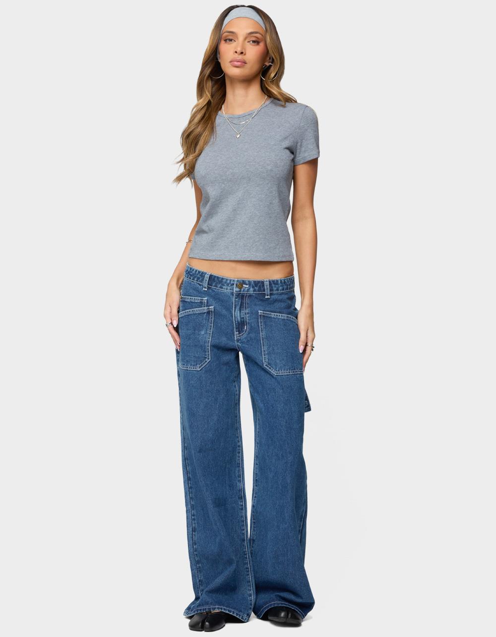 EDIKTED Nikkey Semi Sheer Tee - GRAY