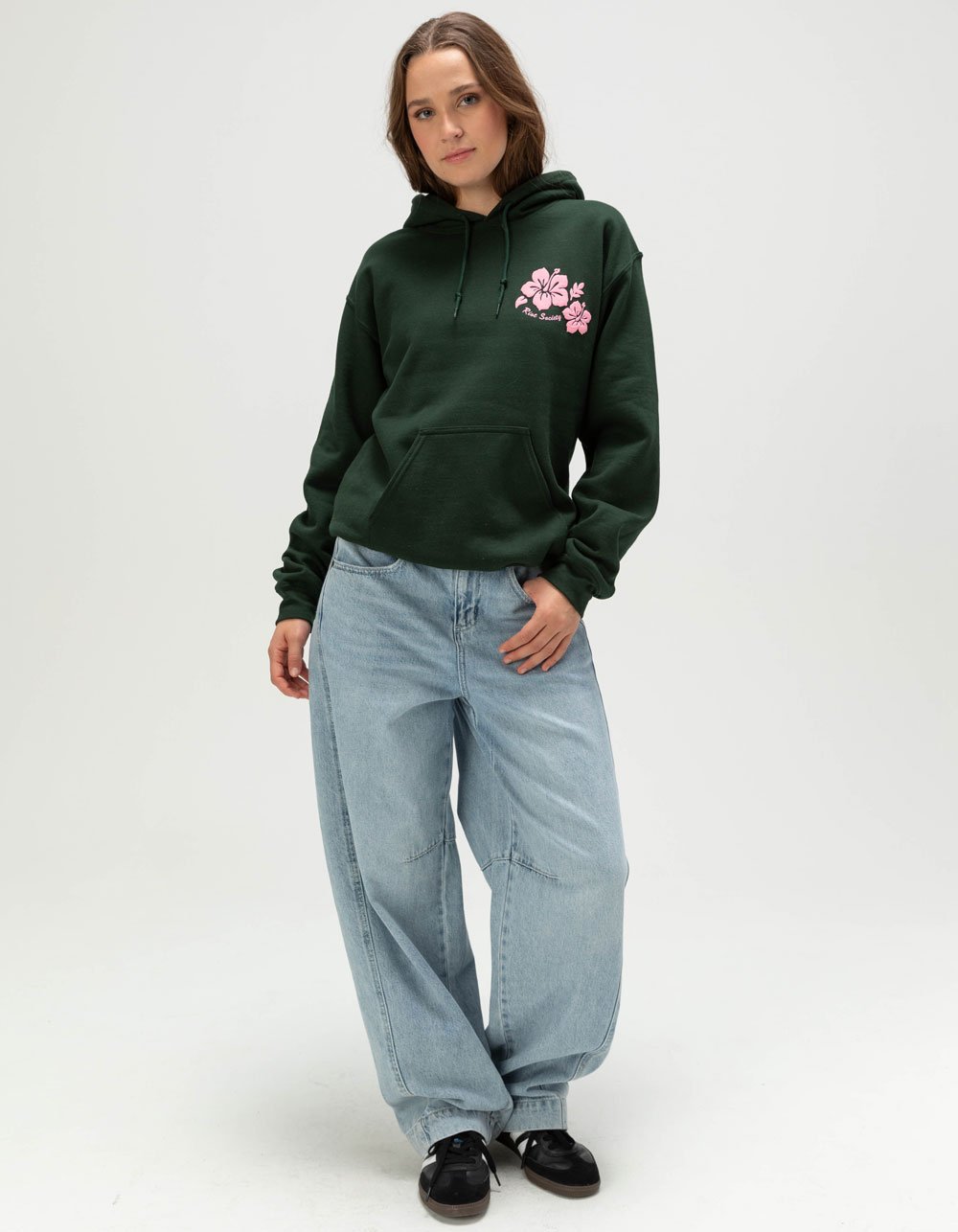 RIOT SOCIETY Hibiscus Womens Hoodie - GREEN