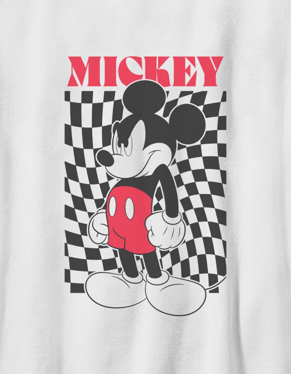 DISNEY Checker Mickey Unisex Kids Tee - WHITE