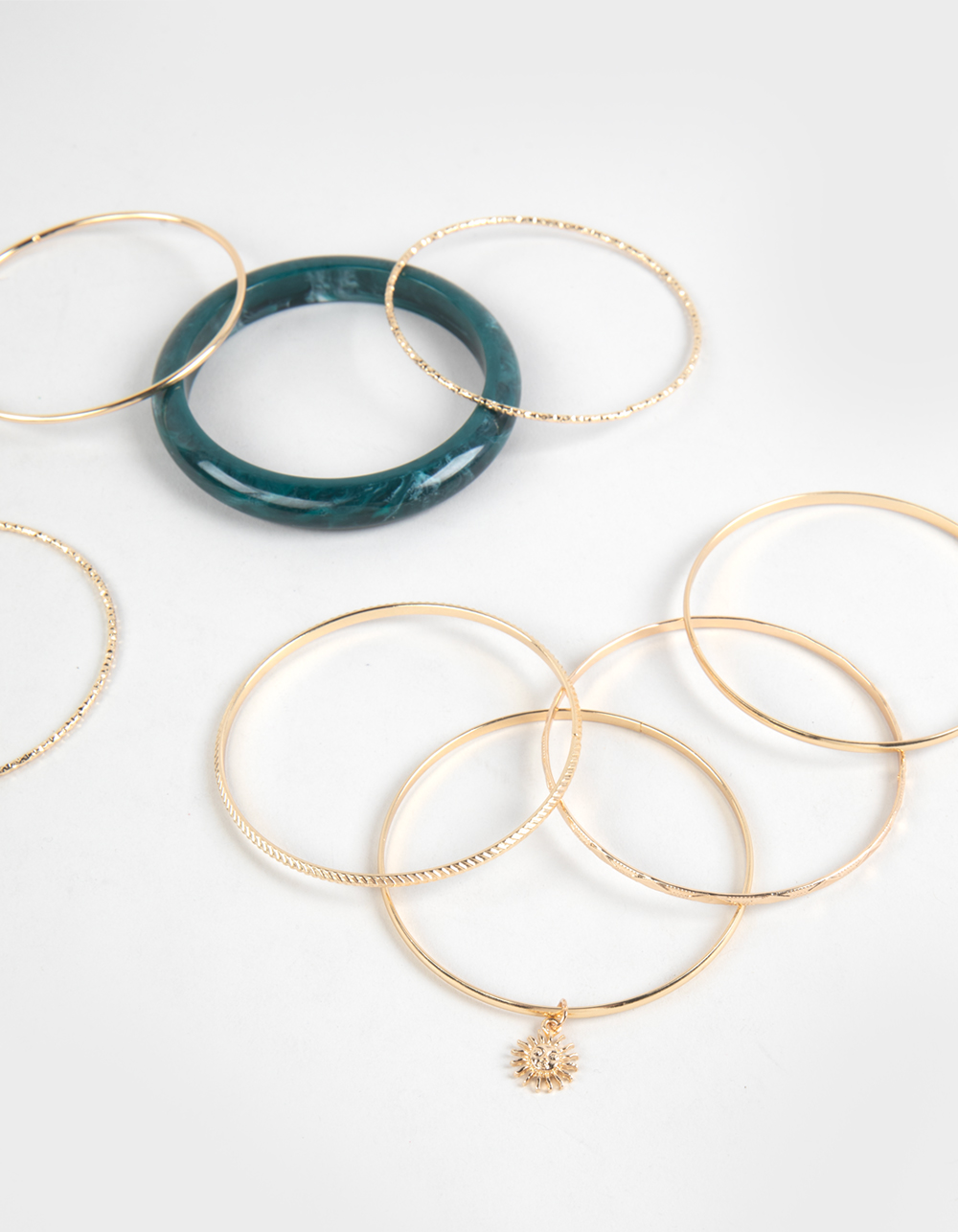 FULL TILT Acrylic And Metal Bangle Bracelet Set - GOLD