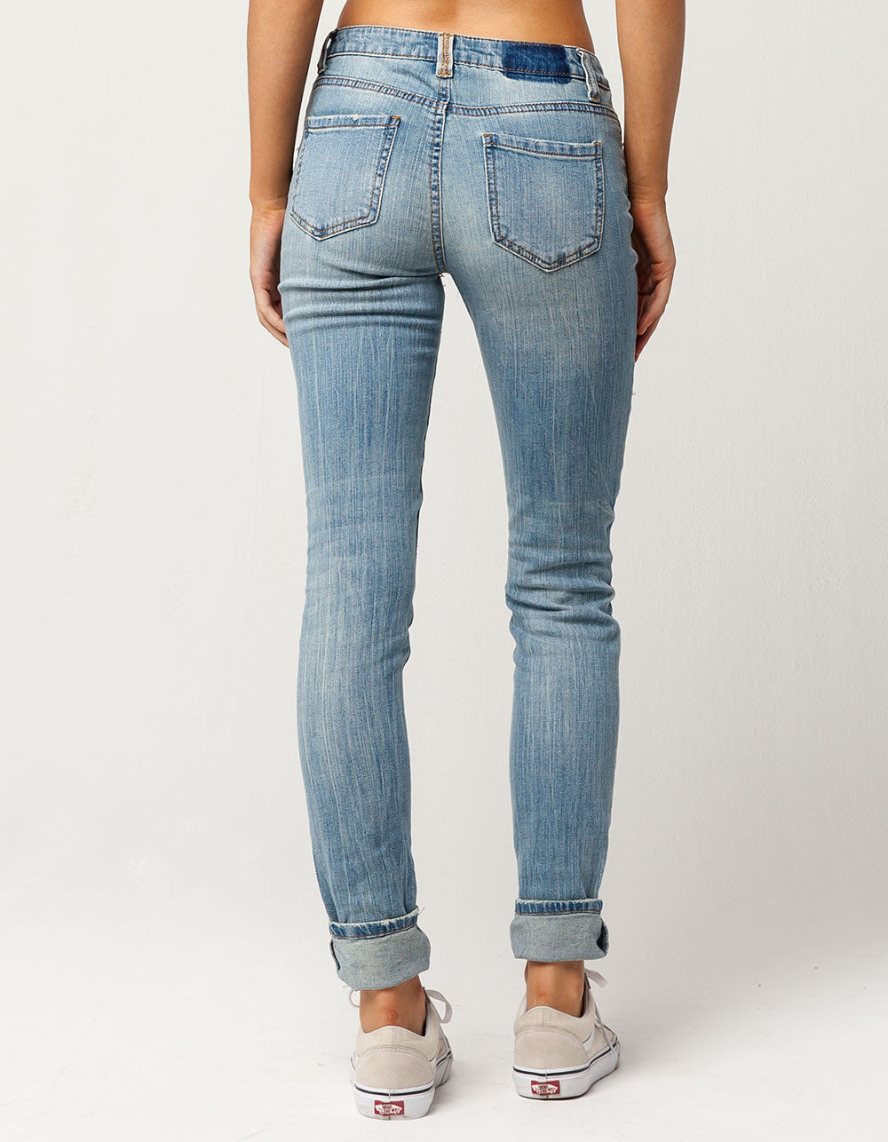 ALMOST FAMOUS Premium Cuffed Womens Skinny Jeans - LTBLA | Tillys