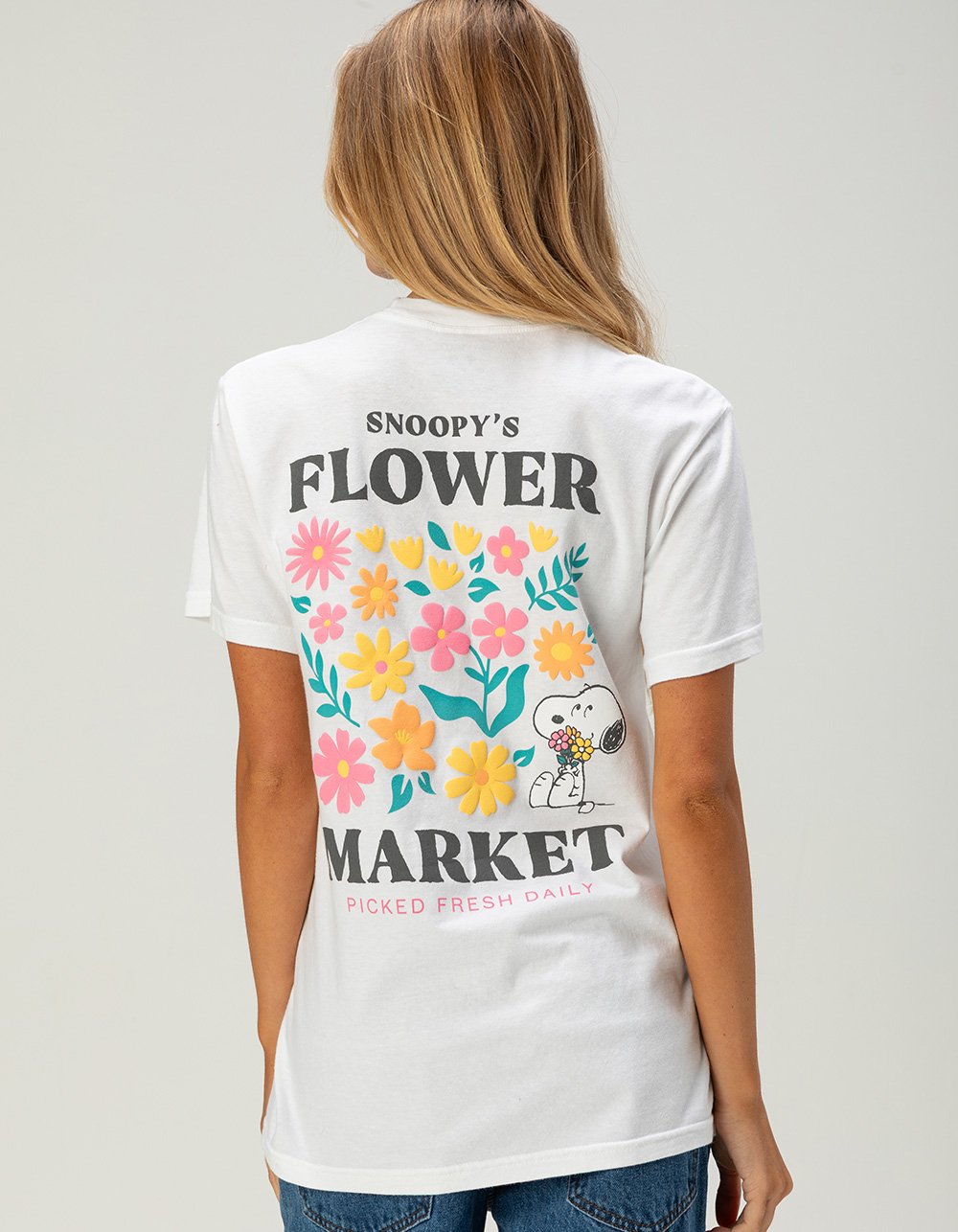 RIOT SOCIETY x Peanuts Flower Market Womens Tee - WHITE
