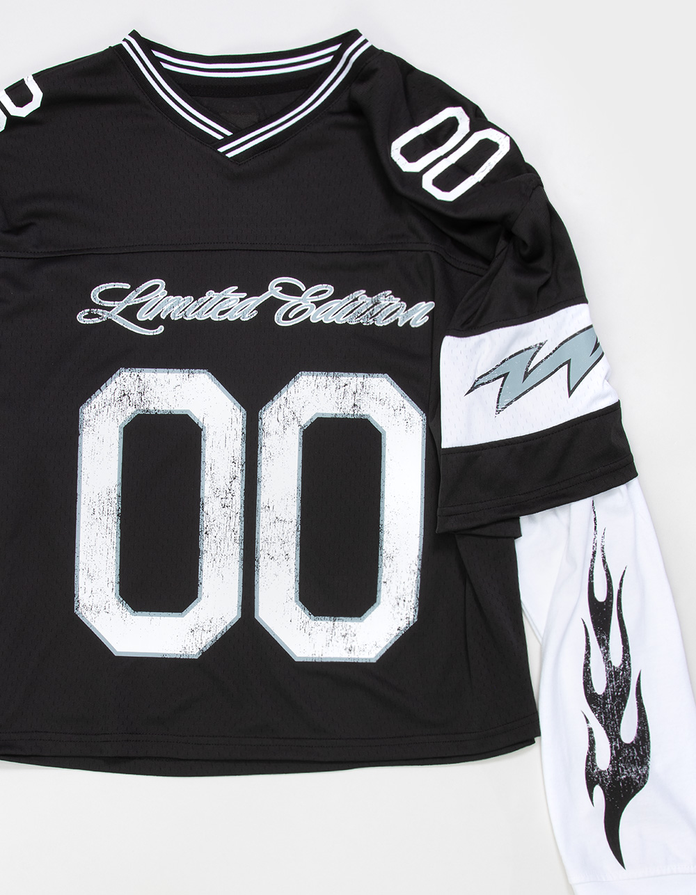 RSQ Mens Mesh Long Sleeve 2fer Jersey - BLACK