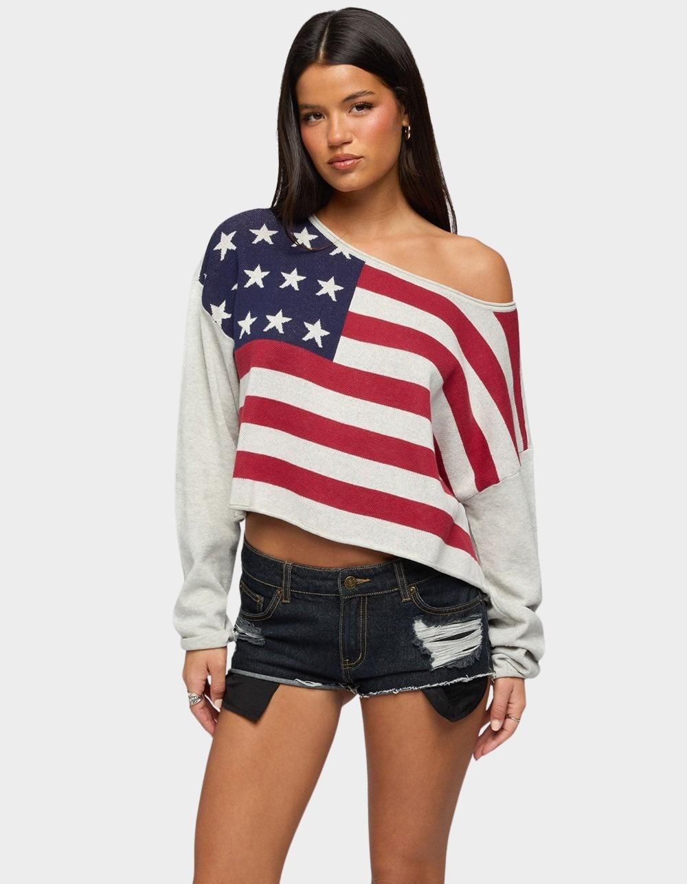 EDIKTED Usa Off Shoulder Sweater - WHITE