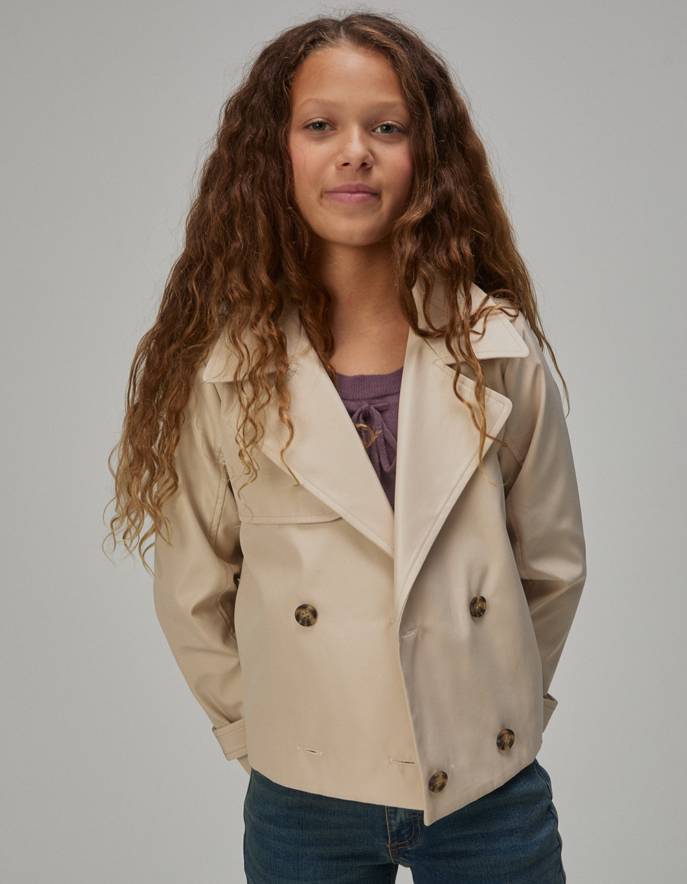 RSQ Girls Cropped Jacket - ECRU