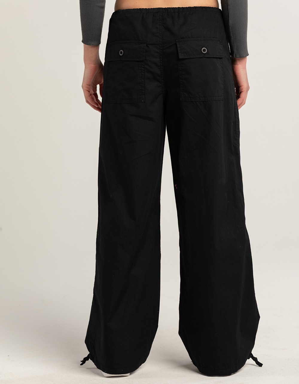 REWASH Womens Low Rise Parachute Pants BLACK Tillys