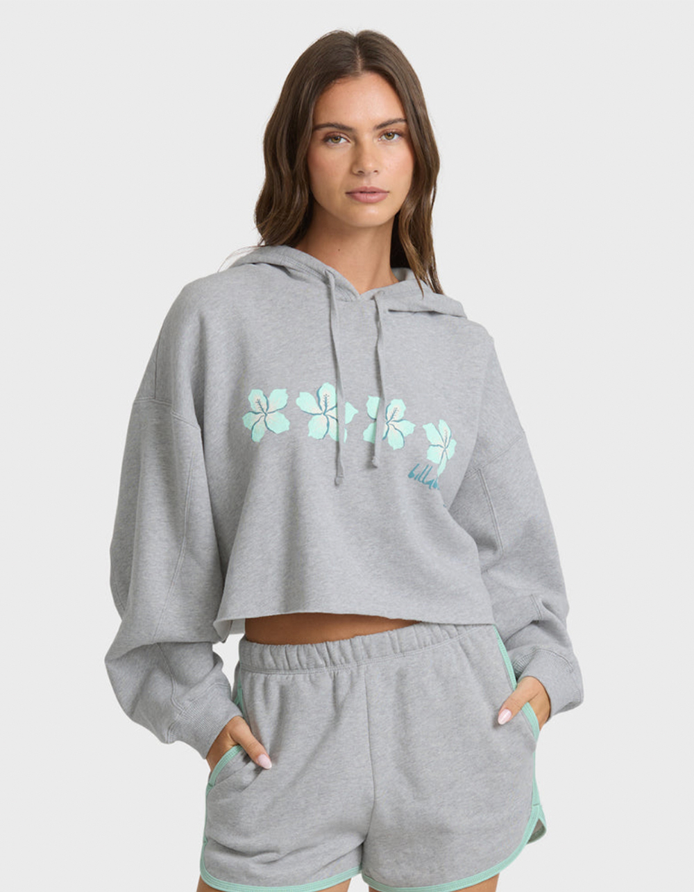 BILLABONG Palmer Womens Crop Hoodie - HEATHER GRAY