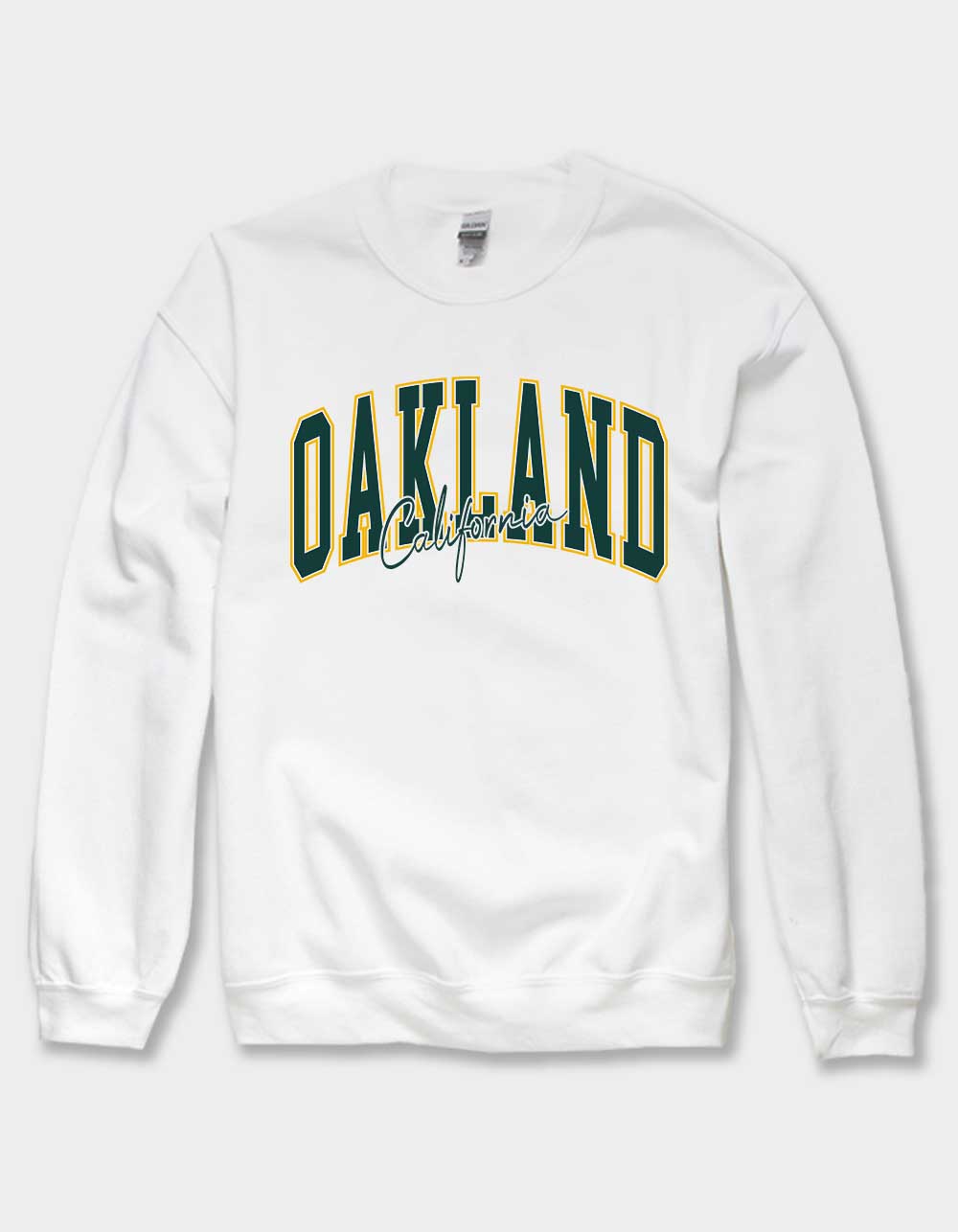 OAKLAND California Script Unisex Crewneck Sweatshirt - WHITE