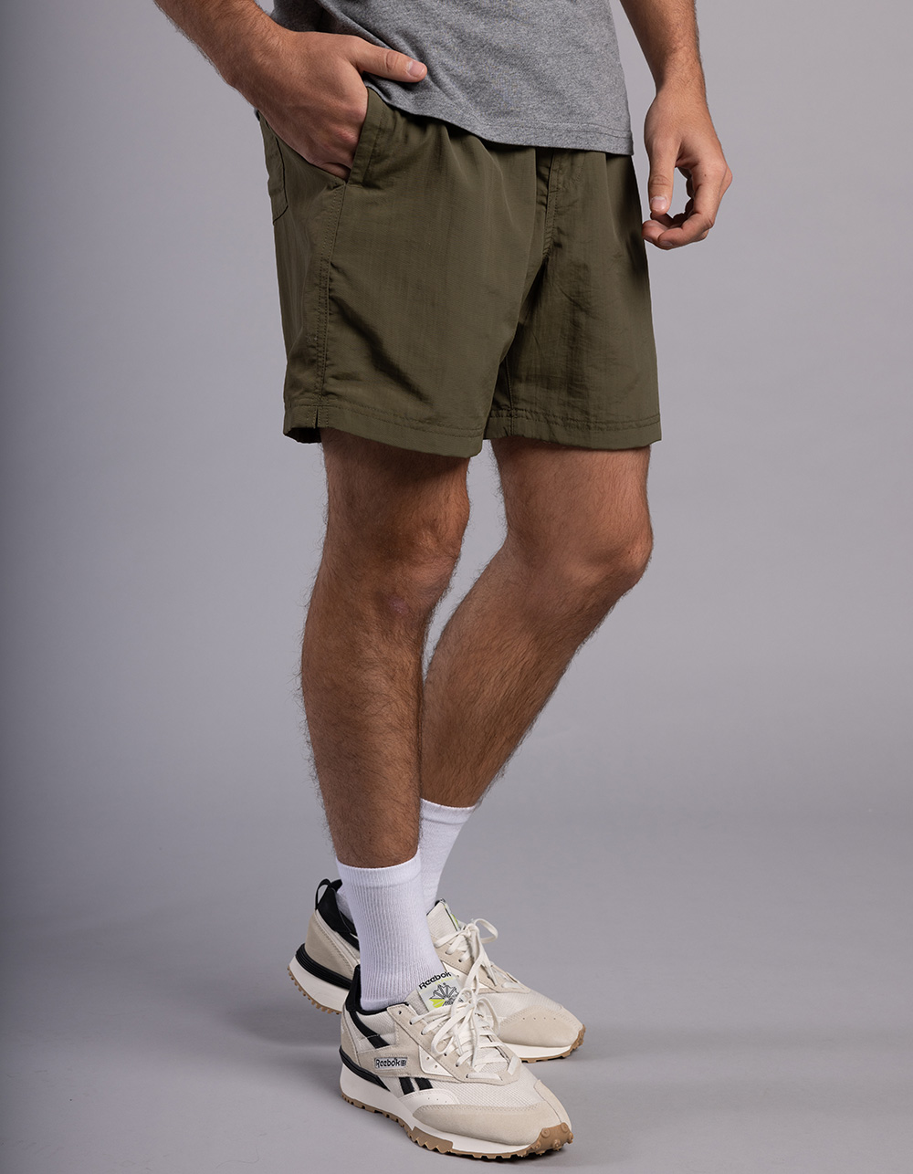 RSQ Mens 6" Nylon Shorts DARK OLIVE Tillys