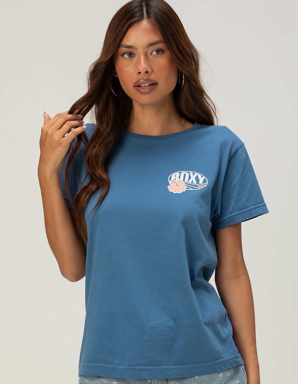 ROXY OG Oval Womens Boyfriend Tee - BLUE