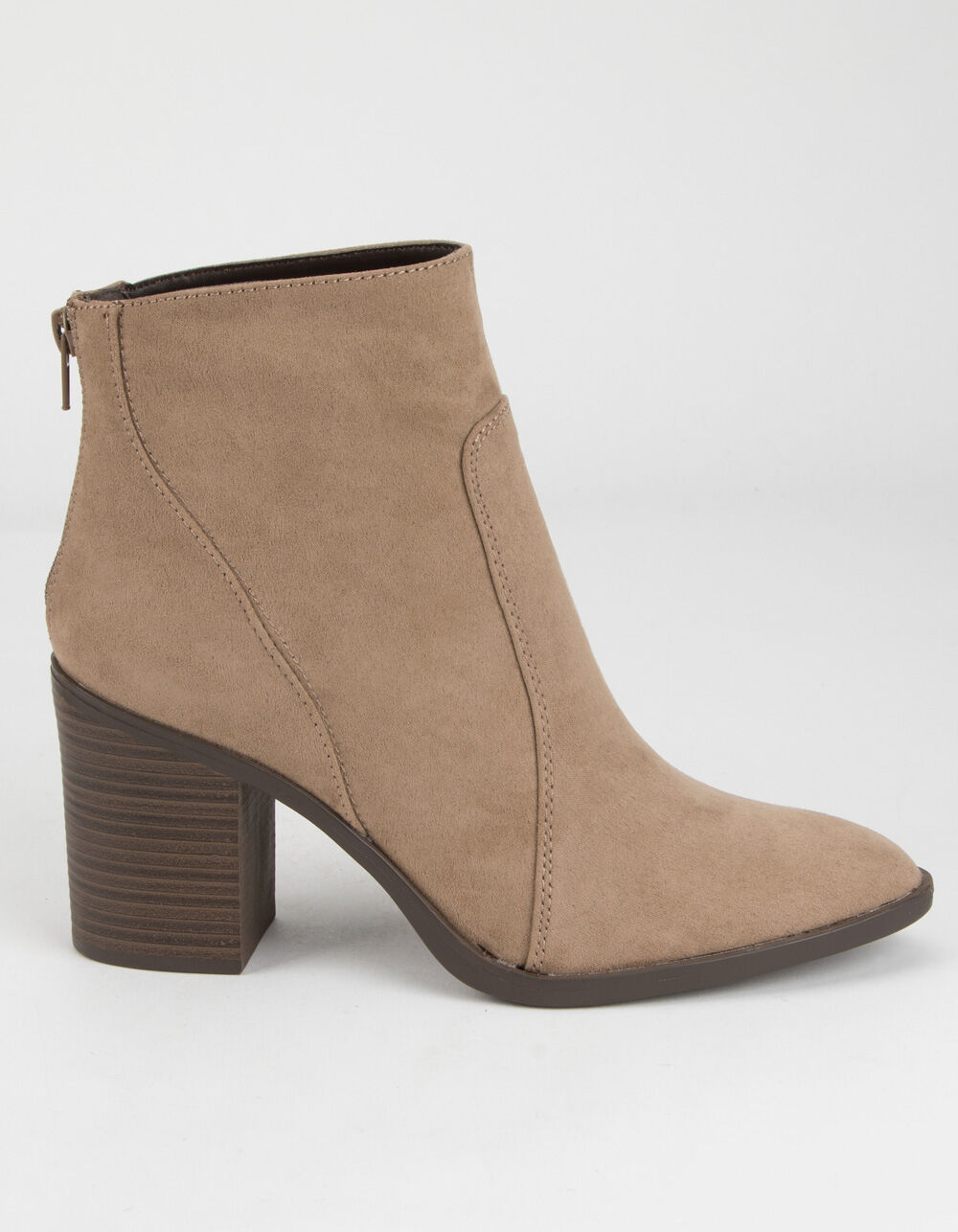 QUPID Block Heel Womens Taupe Booties TAUPE Tillys