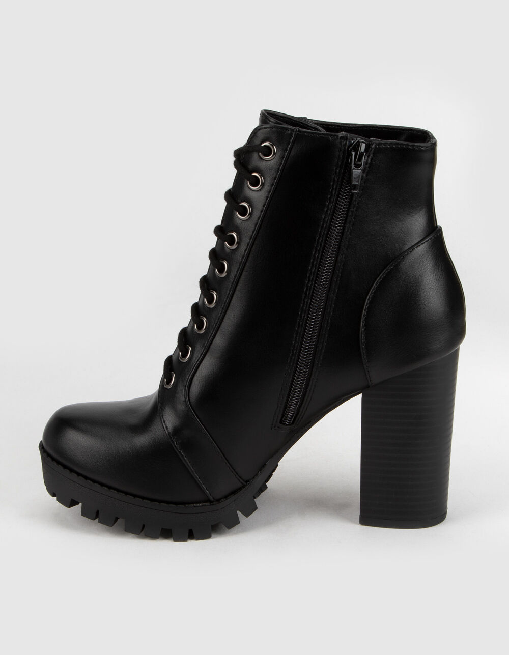 SODA Lace Up Womens Heeled Combat Boots - BLACK | Tillys