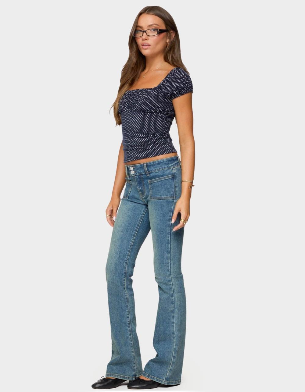 EDIKTED Stefania Polka Dot Top - NAVY