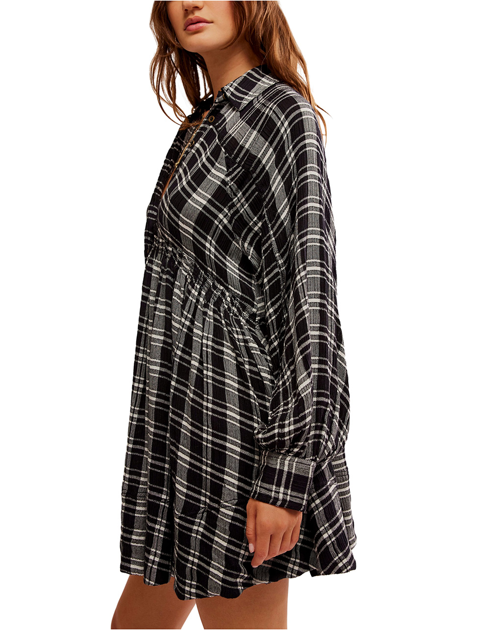 FREE PEOPLE Hoffman Long Sleeve Mini Dress - BLACK COMBO
