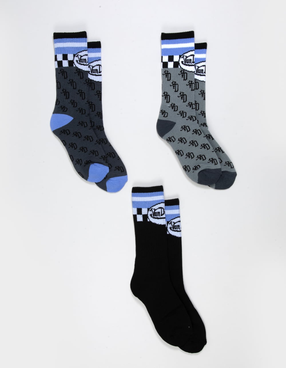 VON DUTCH 3 Pack Mens Crew Socks