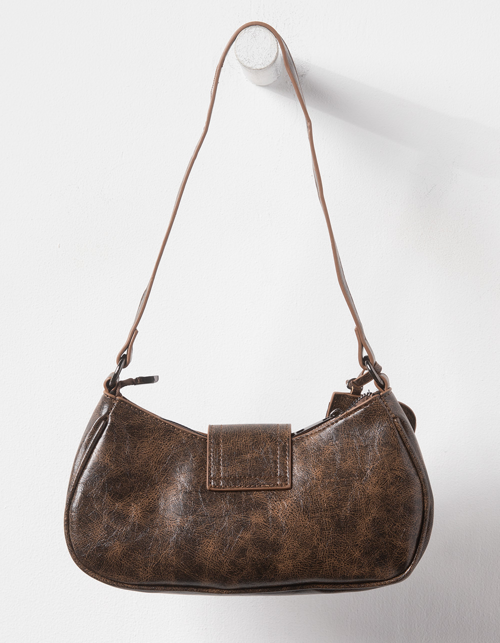 Mini Buckle Shoulder Bag - BROWN