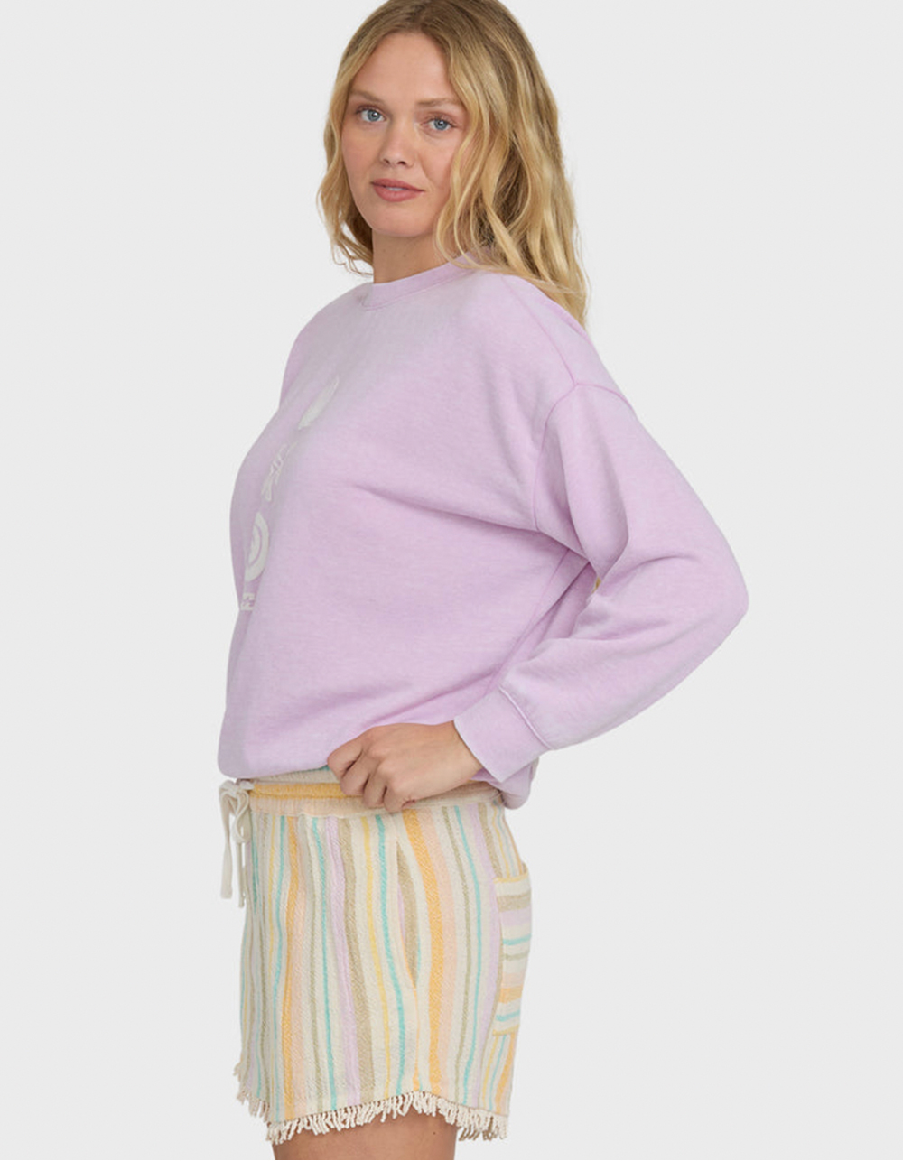 BILLABONG Echo Burnout Womens Oversized Crewneck Sweatshirt - LILAC