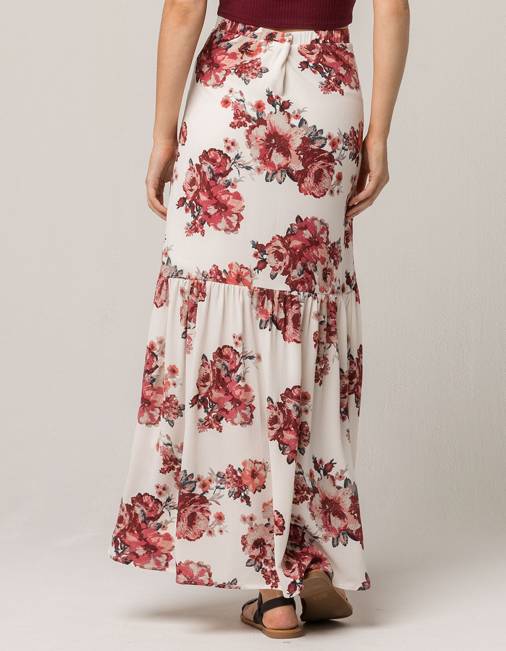 SKY AND SPARROW Rose Button Front Maxi Skirt image number 2