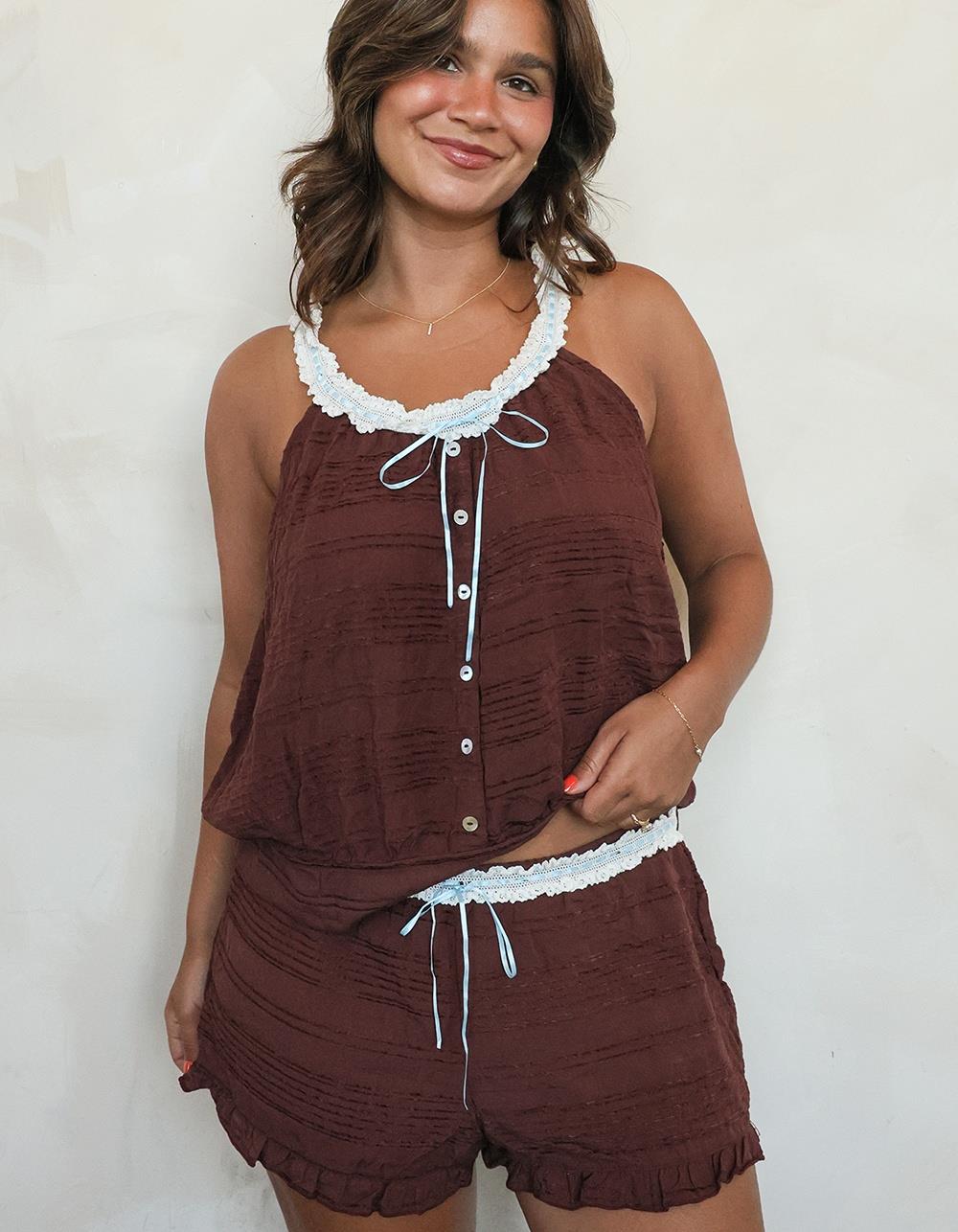 DIPPIN' DAISY'S Afternoon Tea Shorts - BROWN