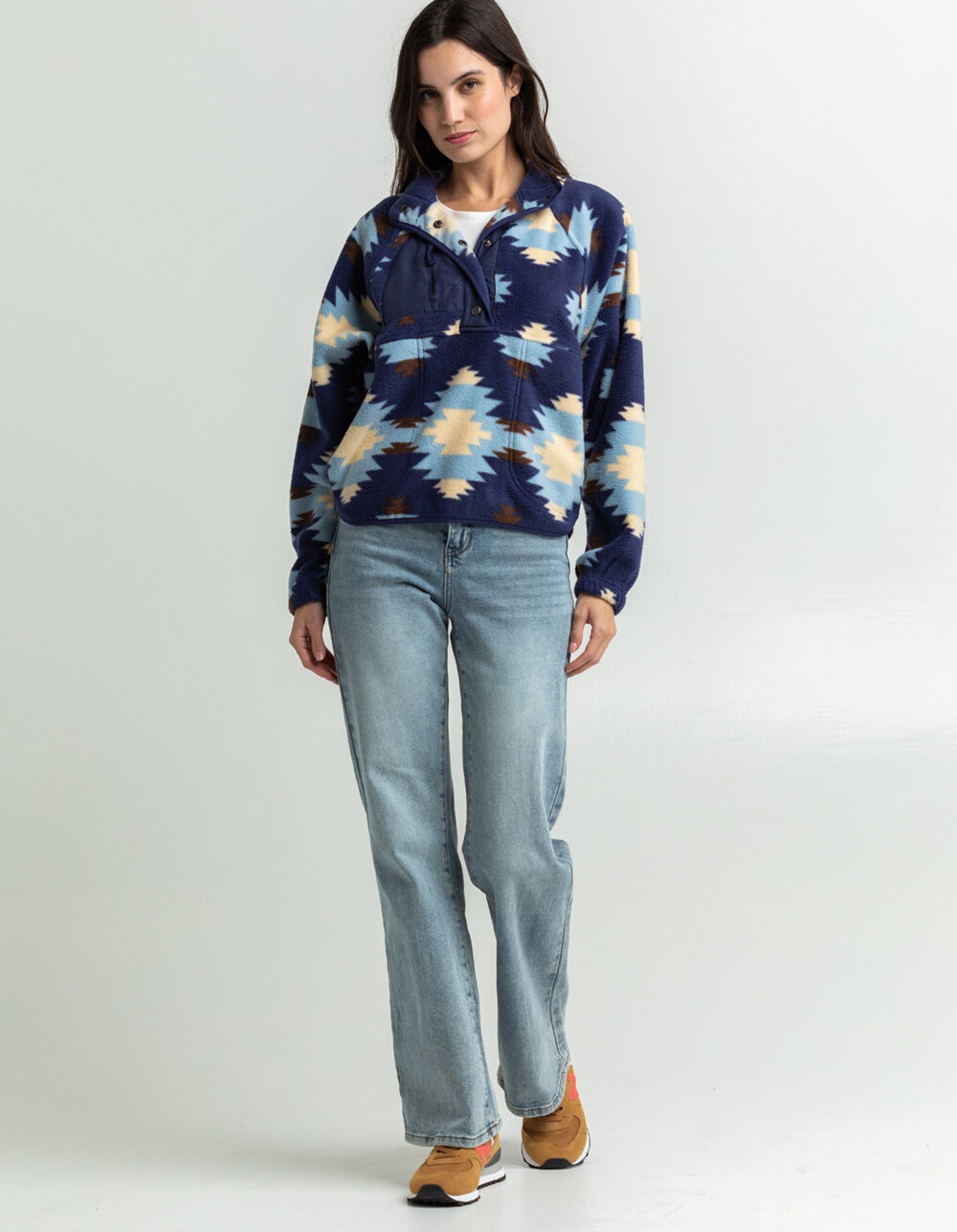womens patterned fleece tops