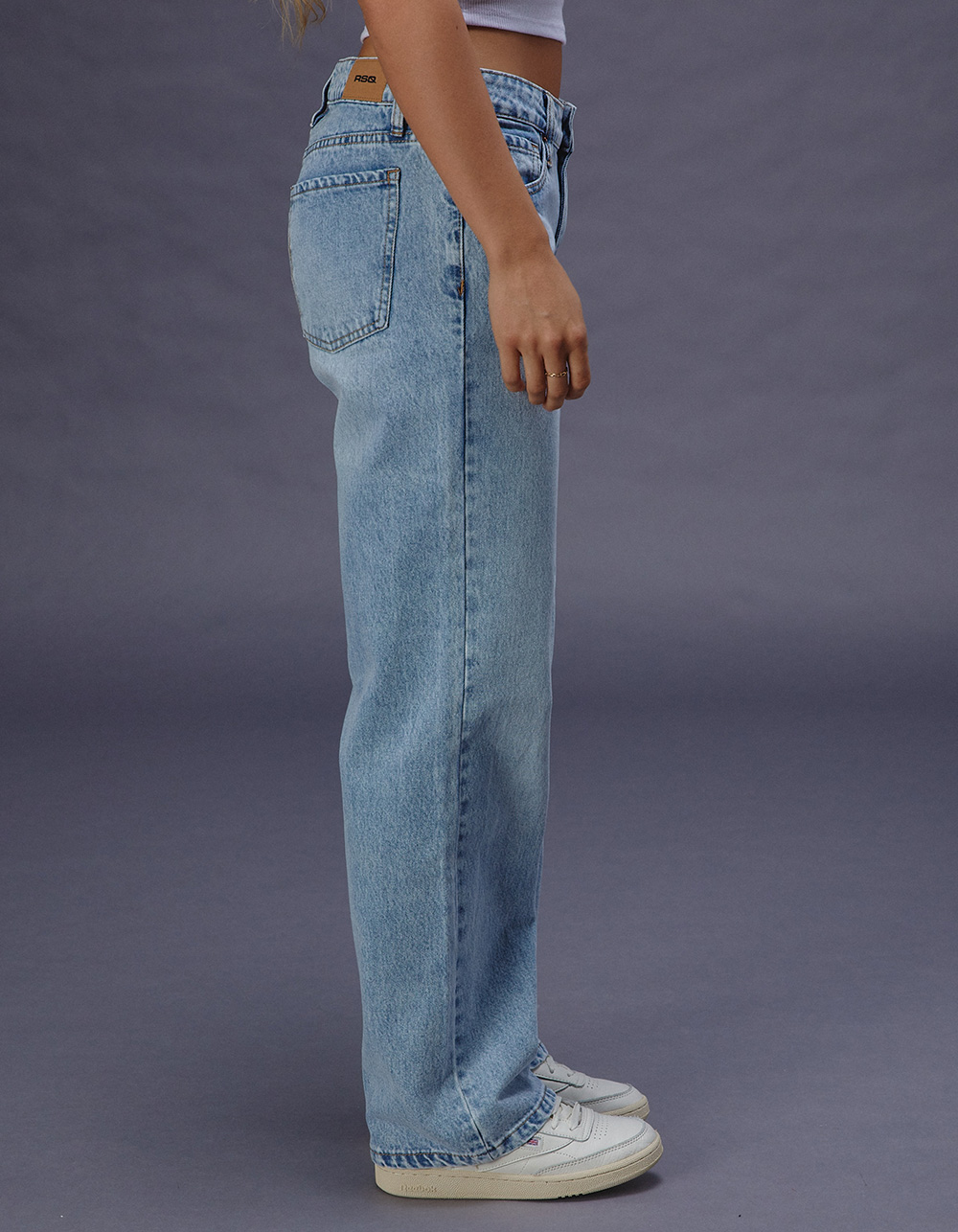 RSQ Womens Low Rise Loose Straight Jeans - MEDIUM WASH