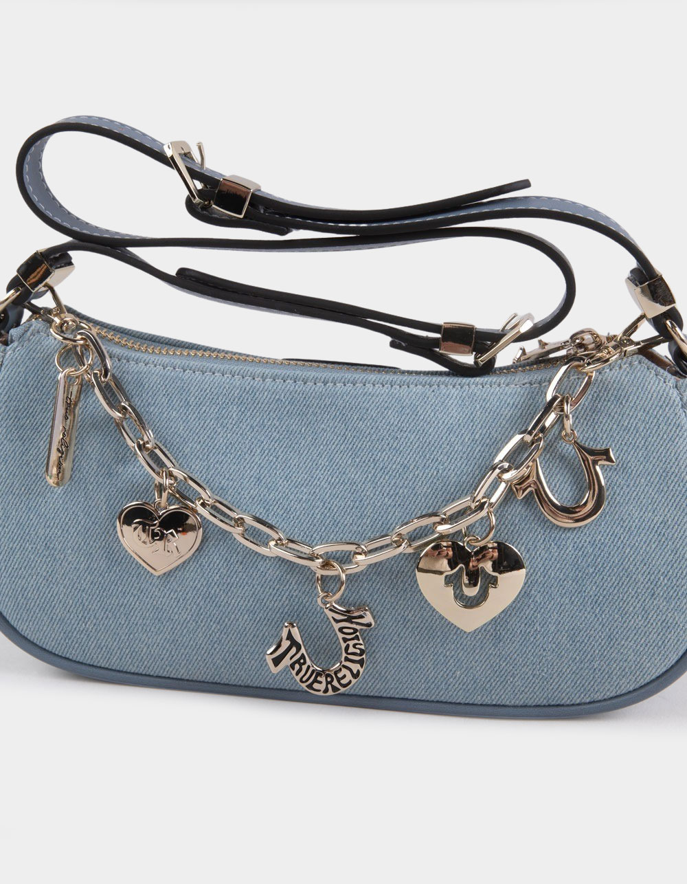 TRUE RELIGION Horseshoe Chain Shoulder Bag - DENIM