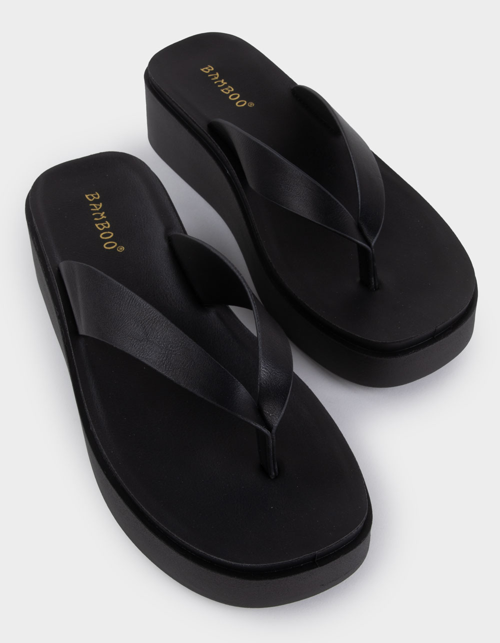 BAMBOO Luck Womens Flatform Sandals - BLACK