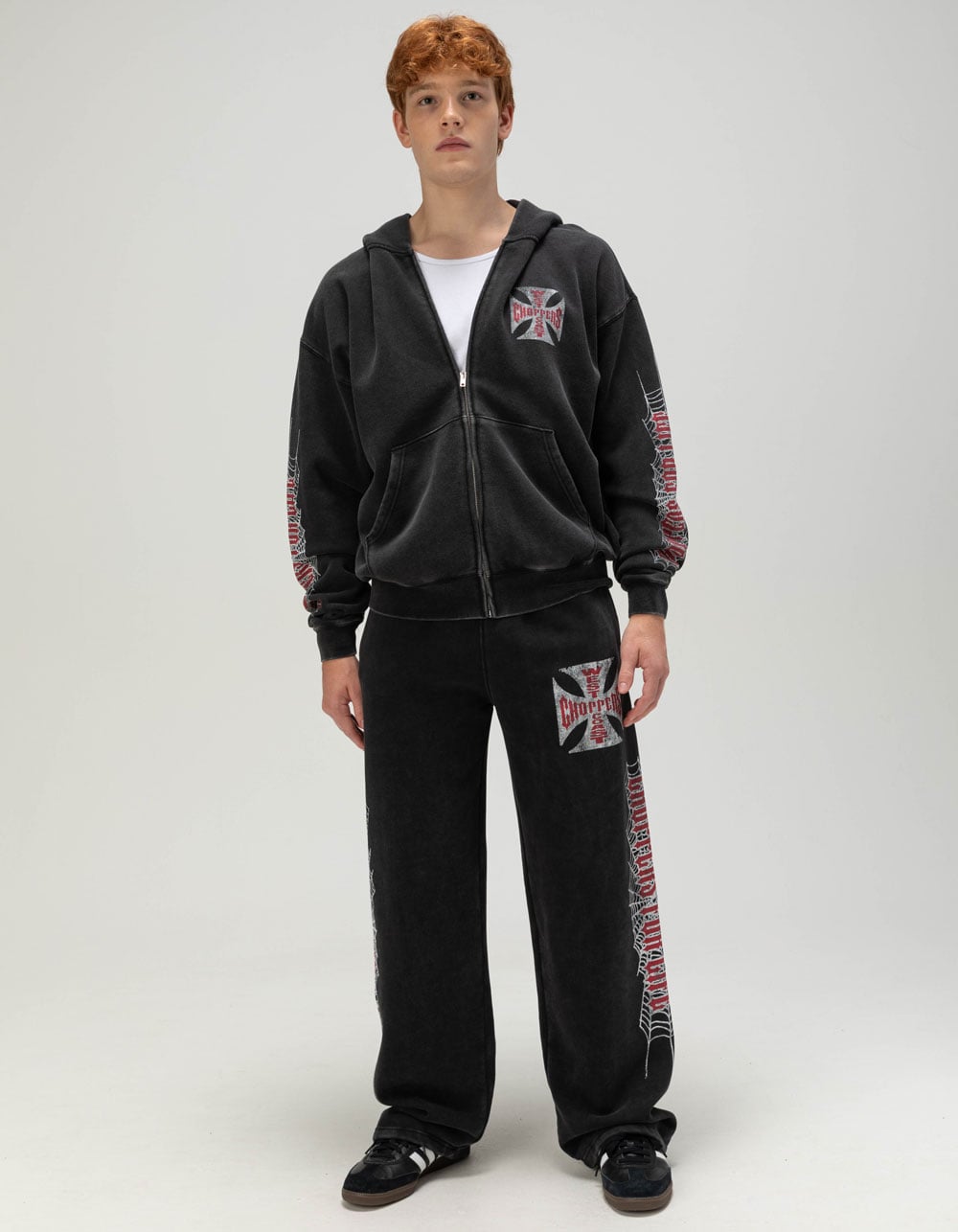 WEST COAST CHOPPERS Crawler Mens Zip-Up Hoodie - WASHED BLACK
