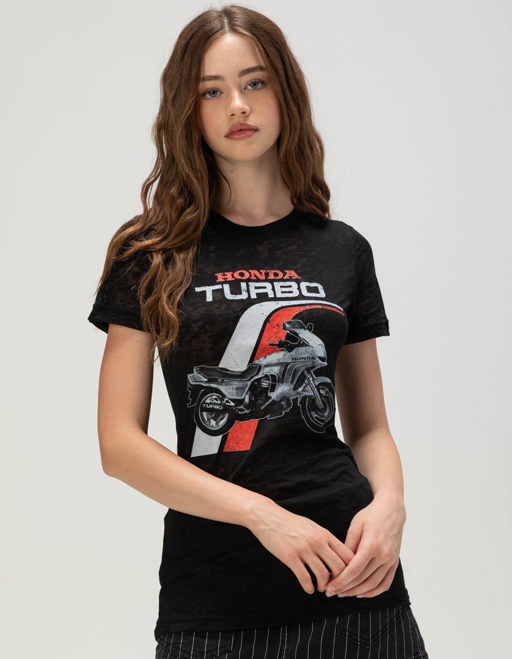 HONDA Turbo Womens Burnout Tee - BLACK