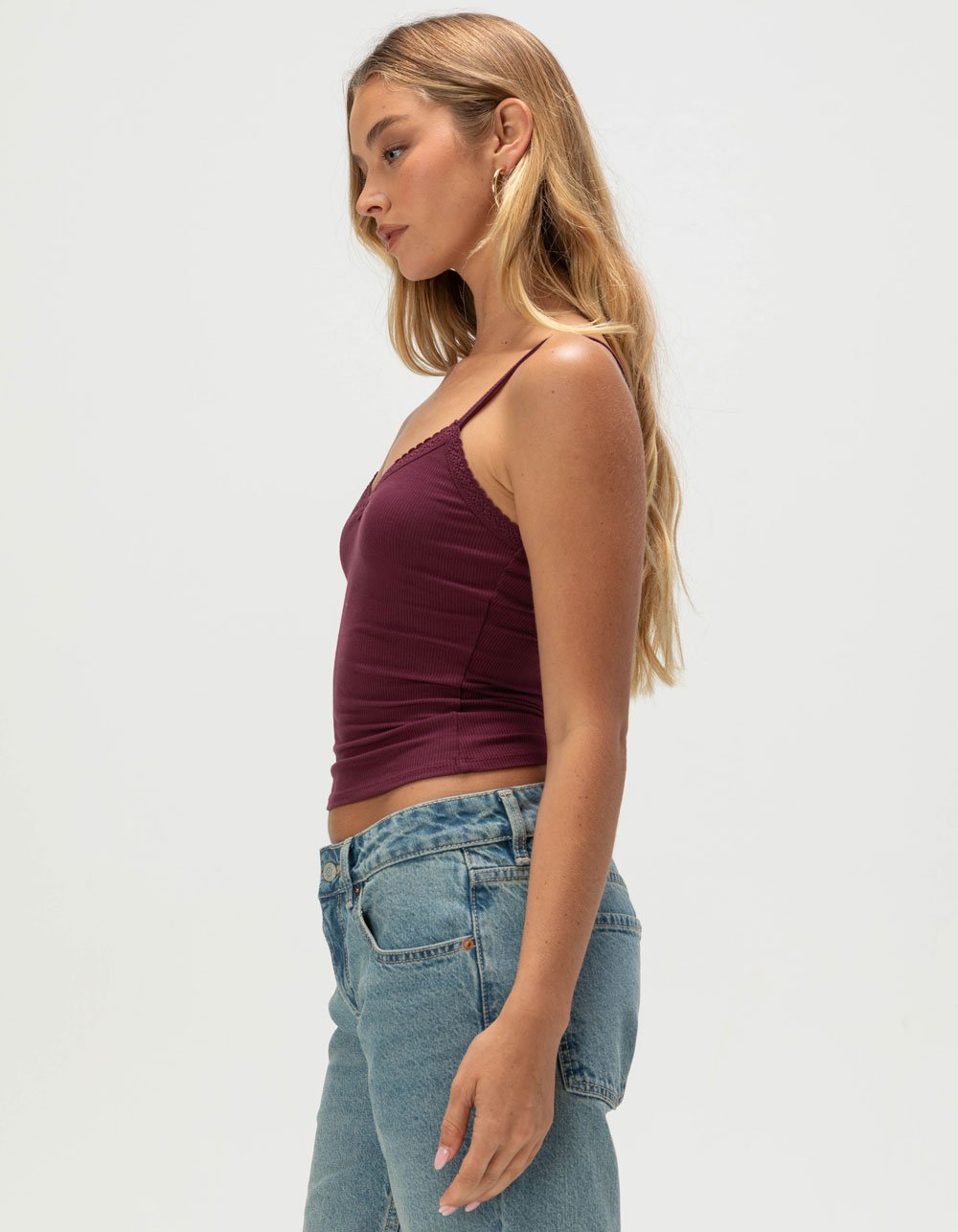 TILLYS Lace Trim Womens Cami - FIG