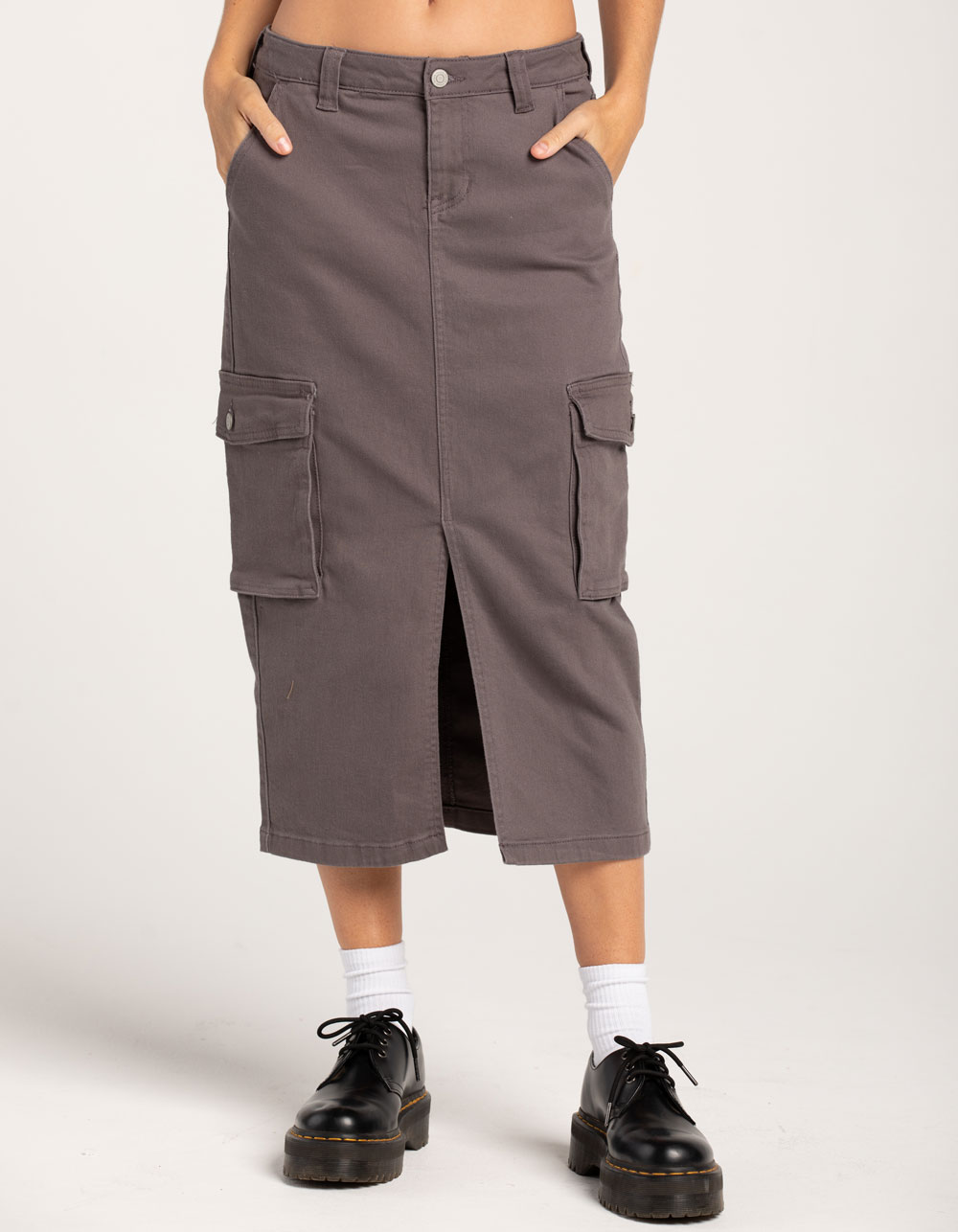 RSQ Womens Mid Rise Cargo Midi Skirt - GRAY