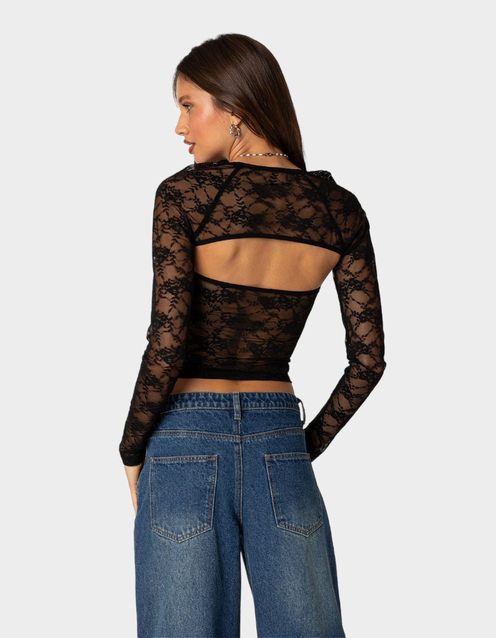 Elietian Black Sheer Top