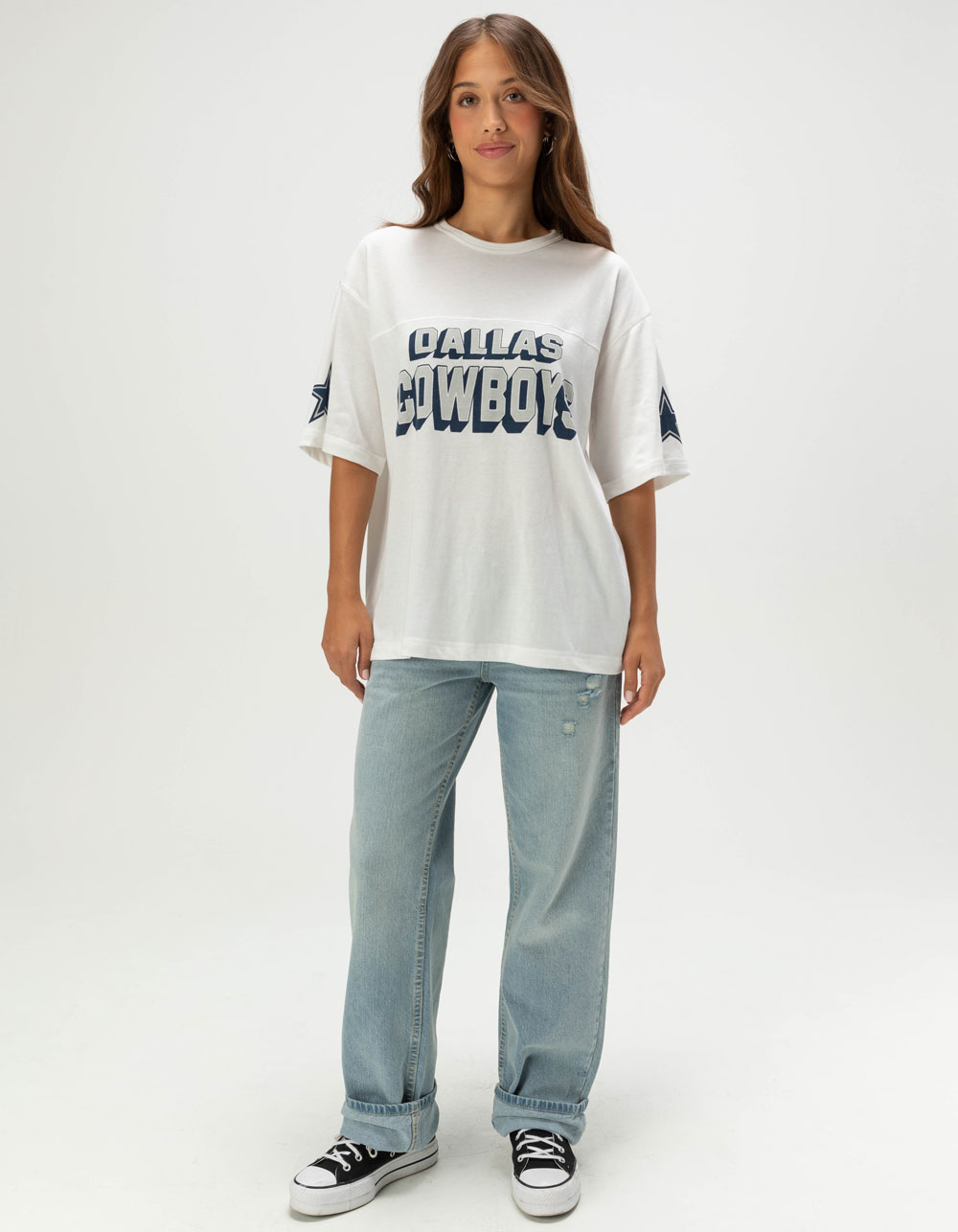 JUNK FOOD Dallas Cowboys Halfback Womens Jersey Tee - WHITE