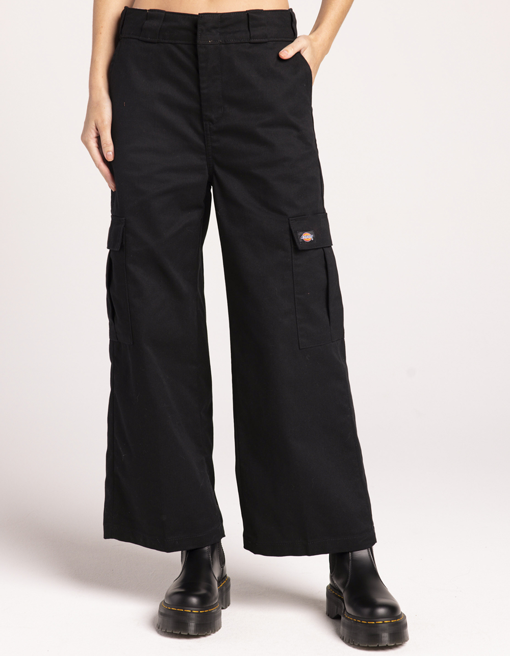 DICKIES Womens Crop Cargo Pants WASHED BLACK Tillys