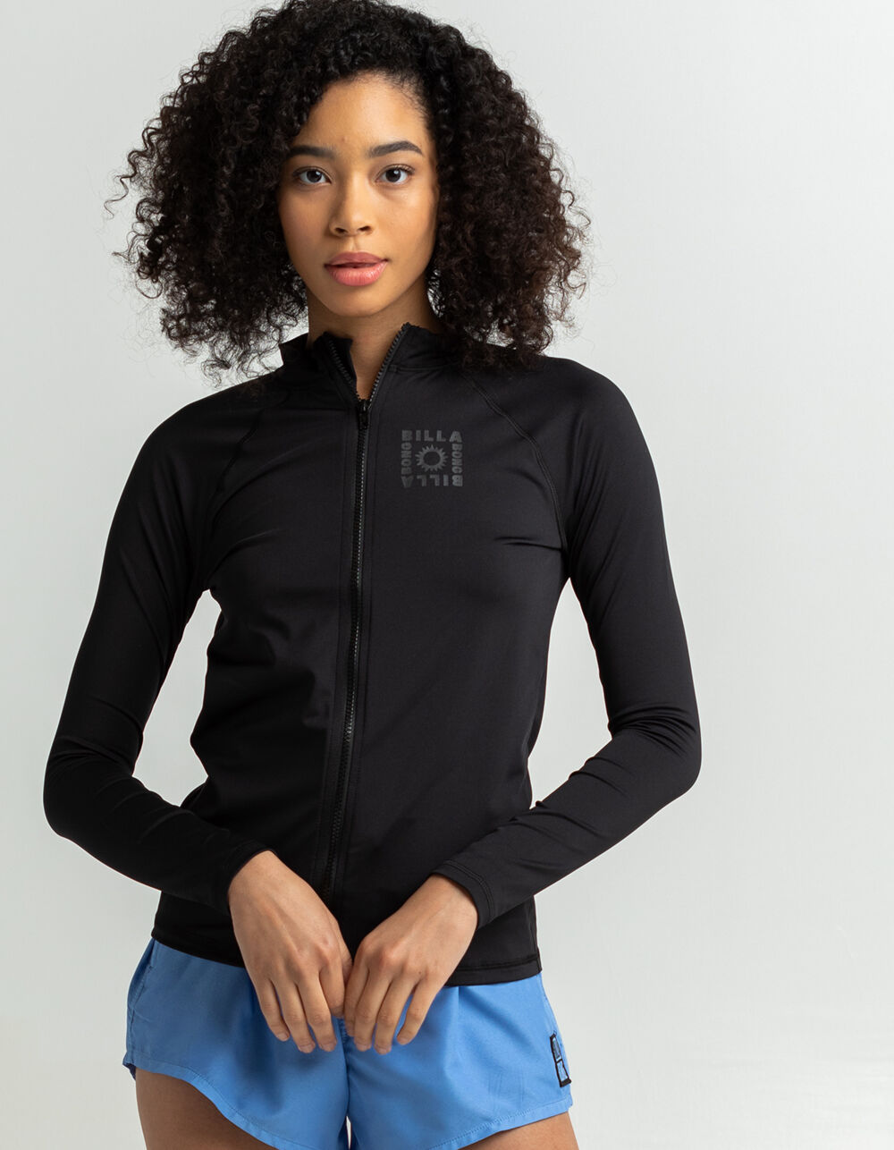 BILLABONG Sol Searcher Womens ZipFront Rashguard BLACK Tillys