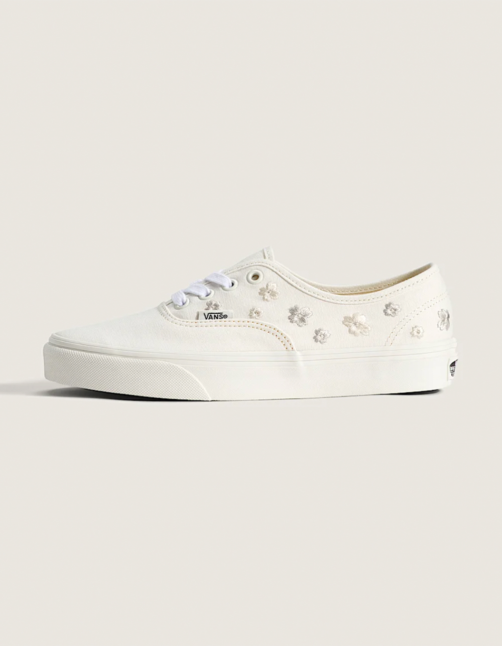 VANS Authentic Womens Floral Embroidered Shoes - CREAM