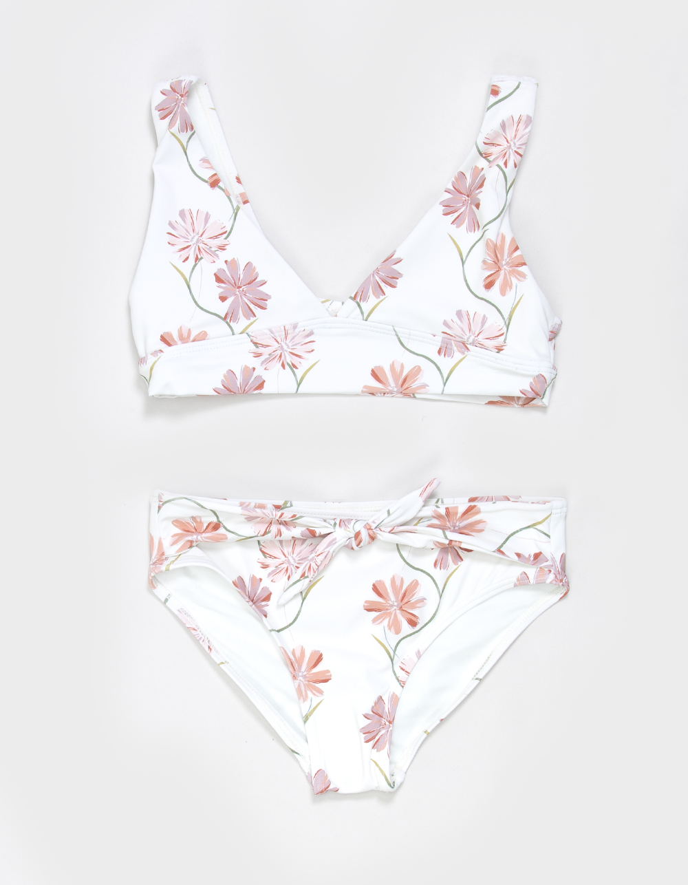 O'NEILL Ivy Floral Girls Fixed Triangle Top Bikini Set - WHITE COMBO