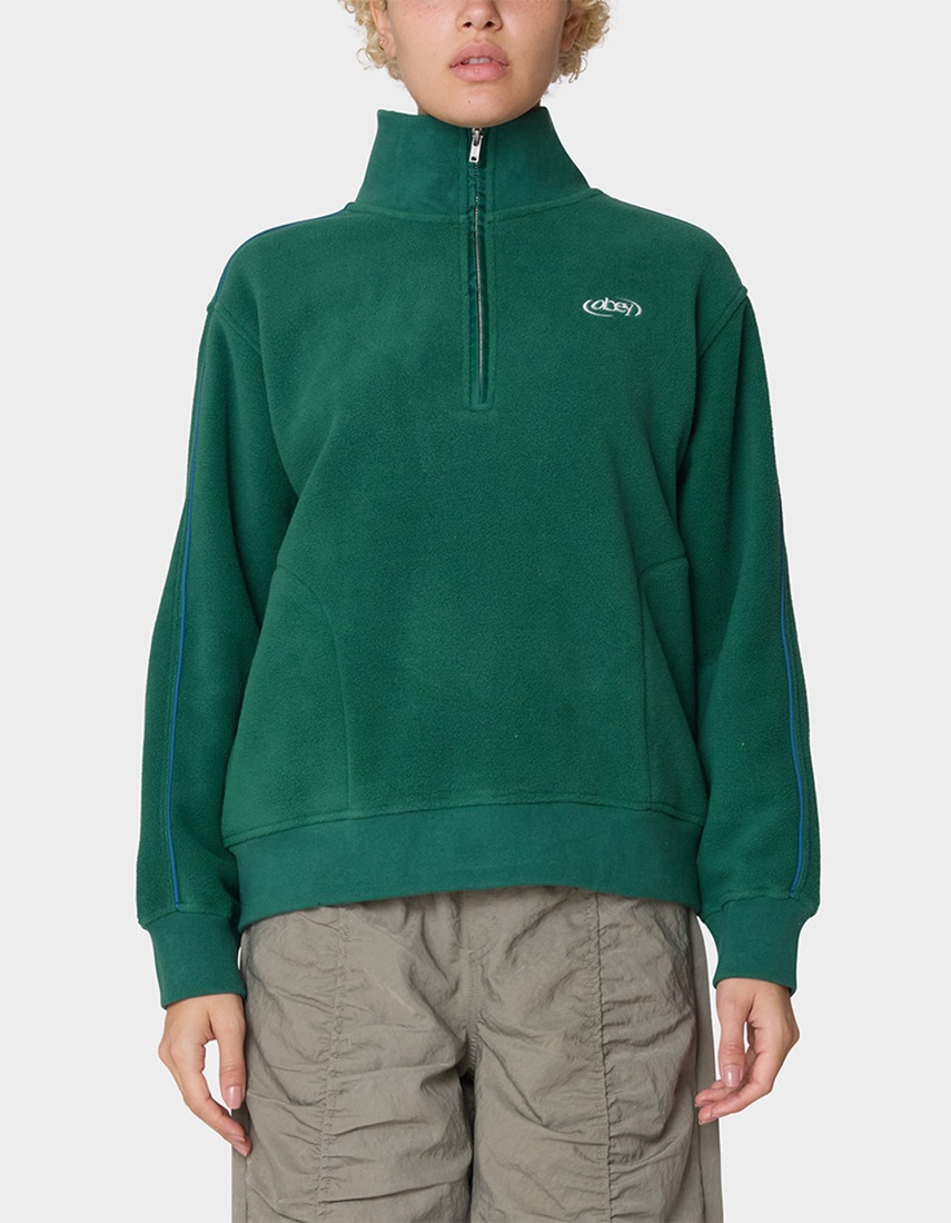 OBEY Watts Zip Womens Mockneck Pullover - DK GREEN