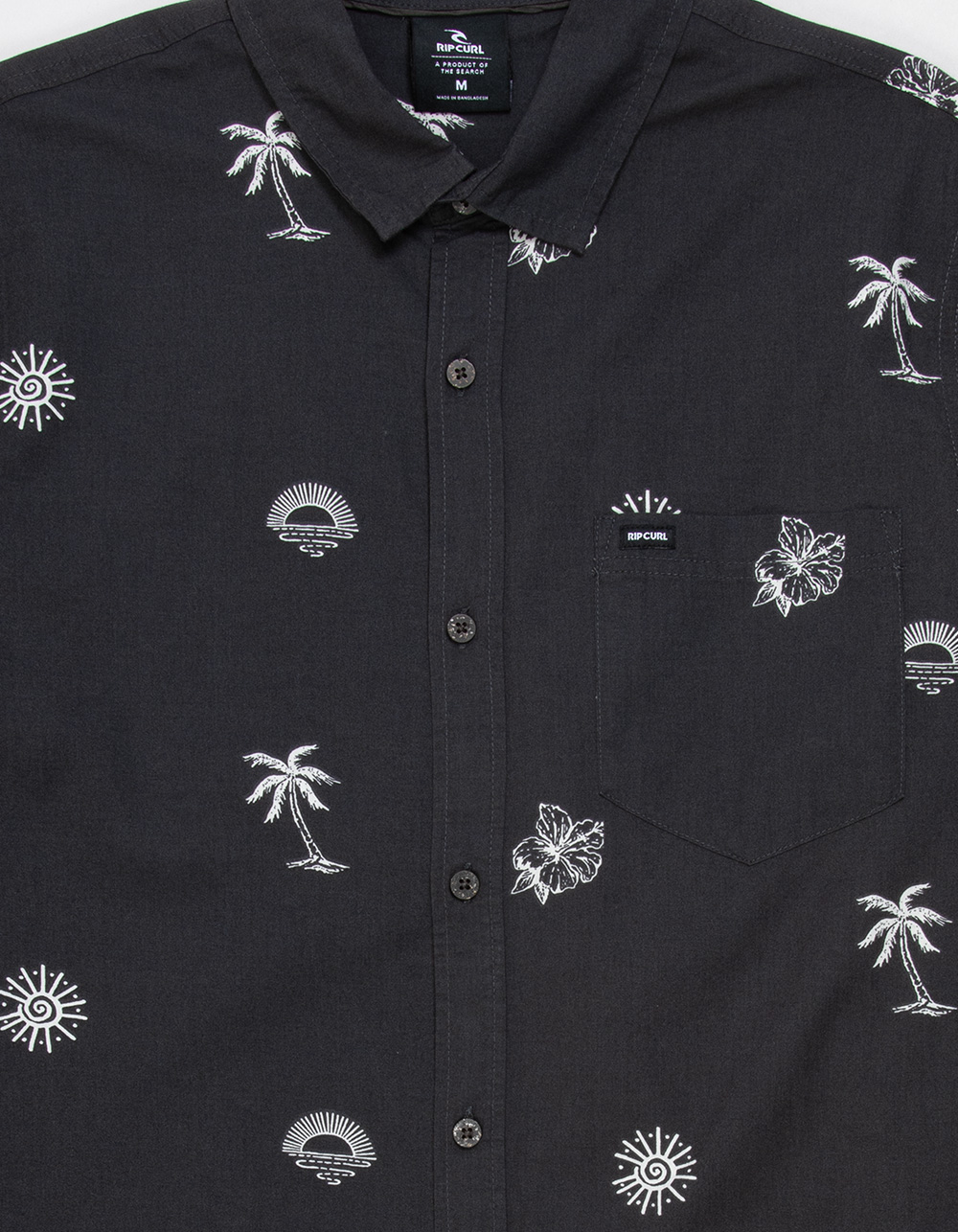 RIP CURL Sessions Mens Button Up Shirt - WASHED BLACK