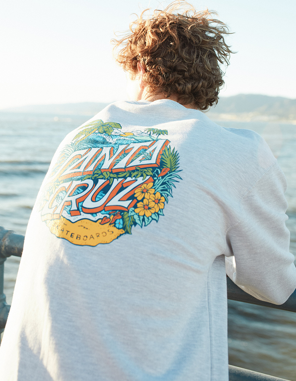 SANTA CRUZ Aloha Dot Mens Crewneck Sweatshirt - HEATHER GRAY