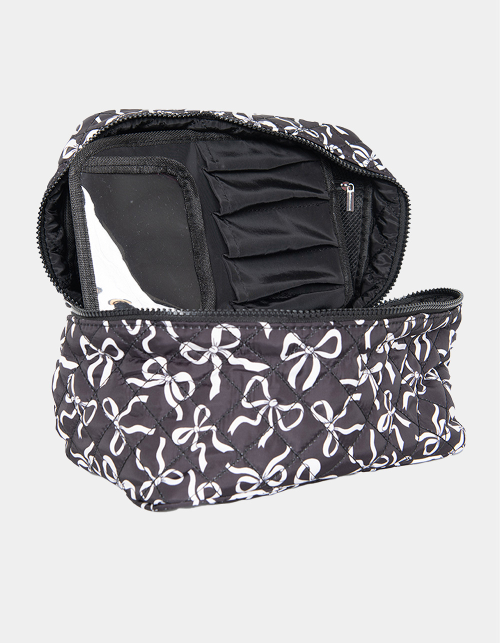 KATYDID Black & White Coquette Bows All Over Make Up Bag - BLK/WHT