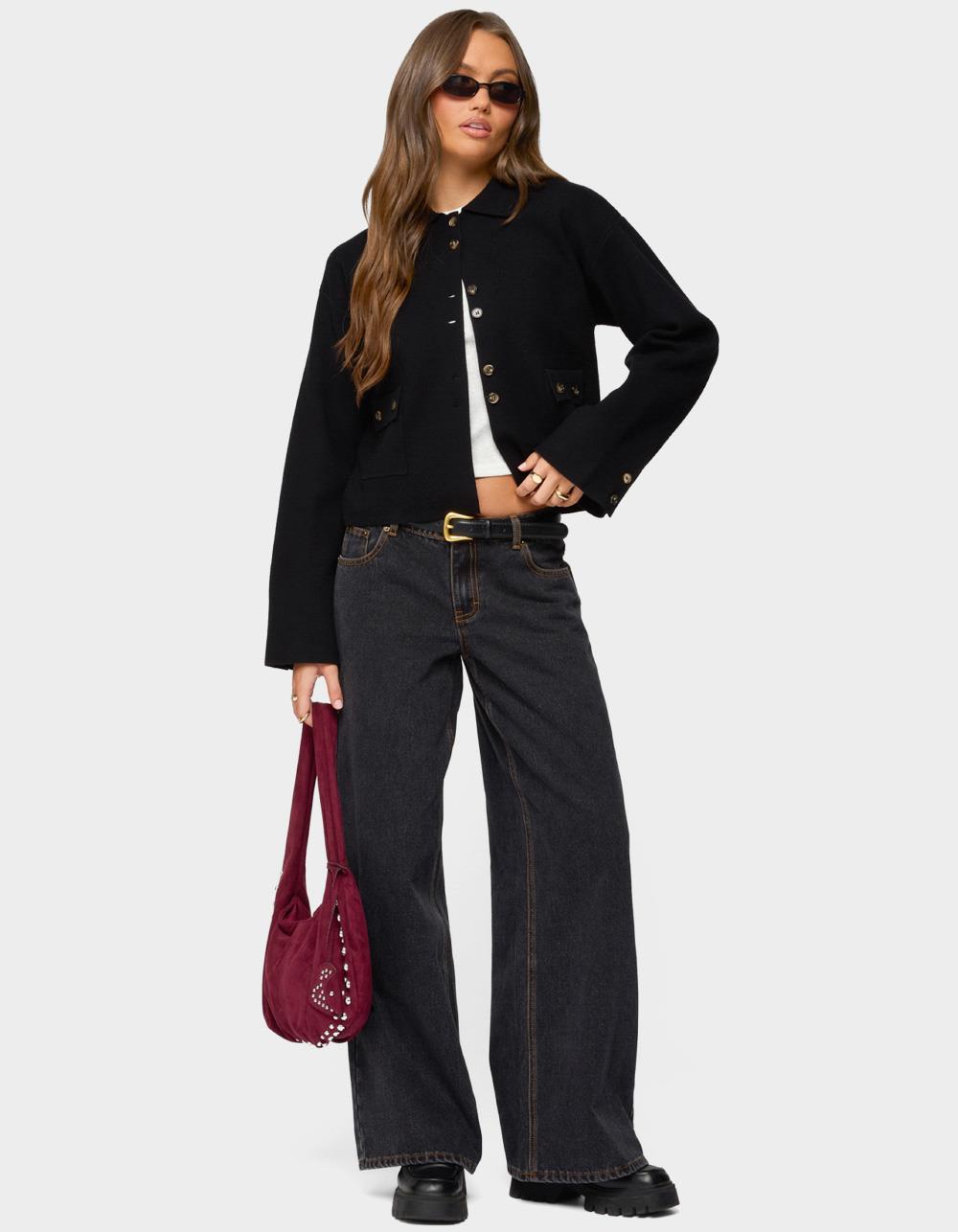 EDIKTED Lorne Knit Jacket - BLACK