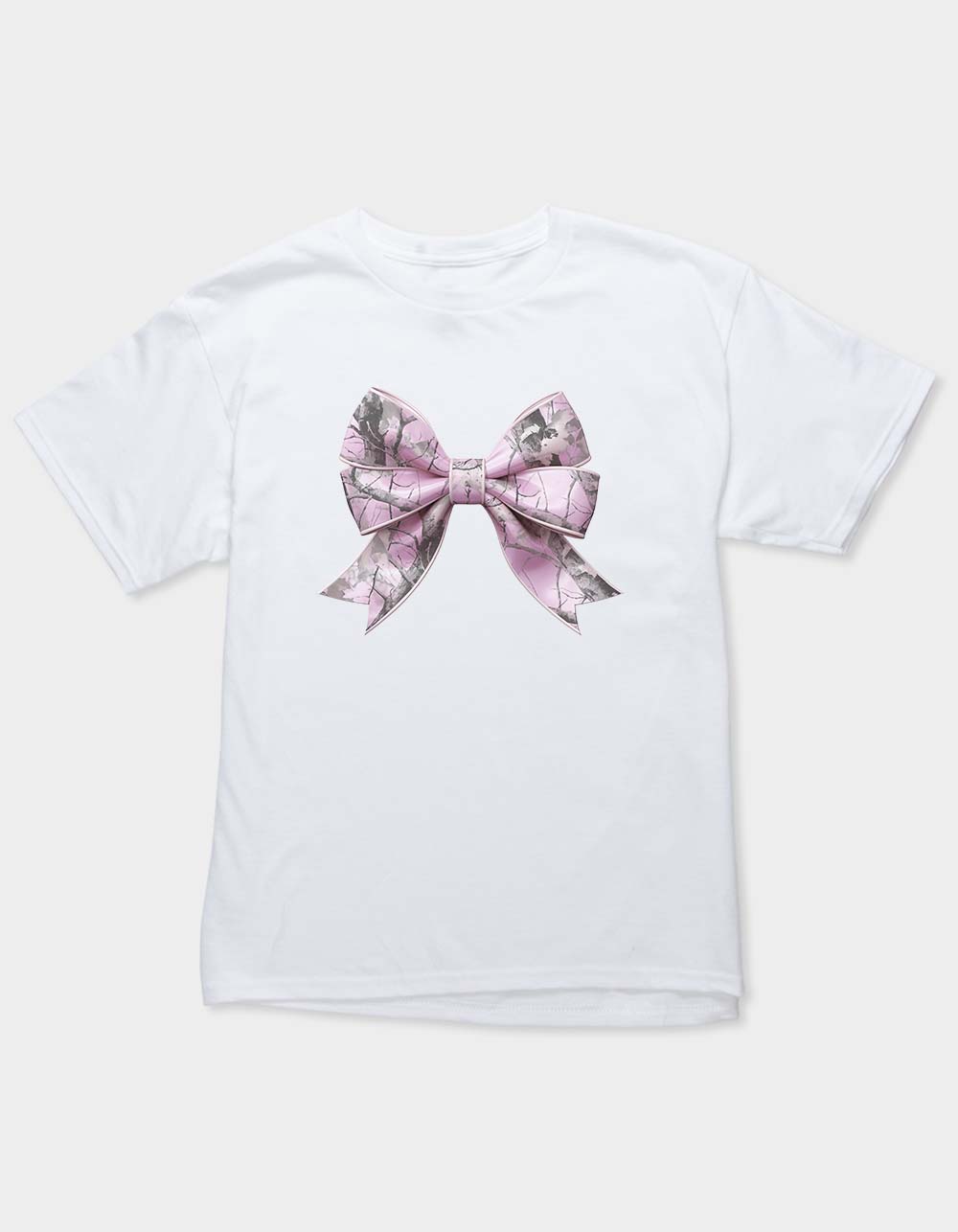 BOW Pink Camo Unisex Kids Tee - WHITE