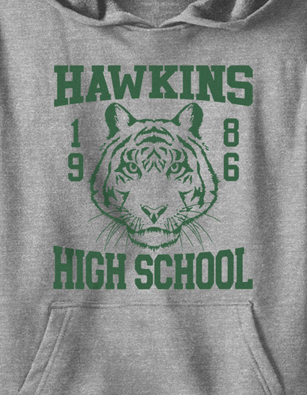 STRANGER THINGS Hawkins High School Oversized Unisex Kids Hoodie - HEATHER GRAY