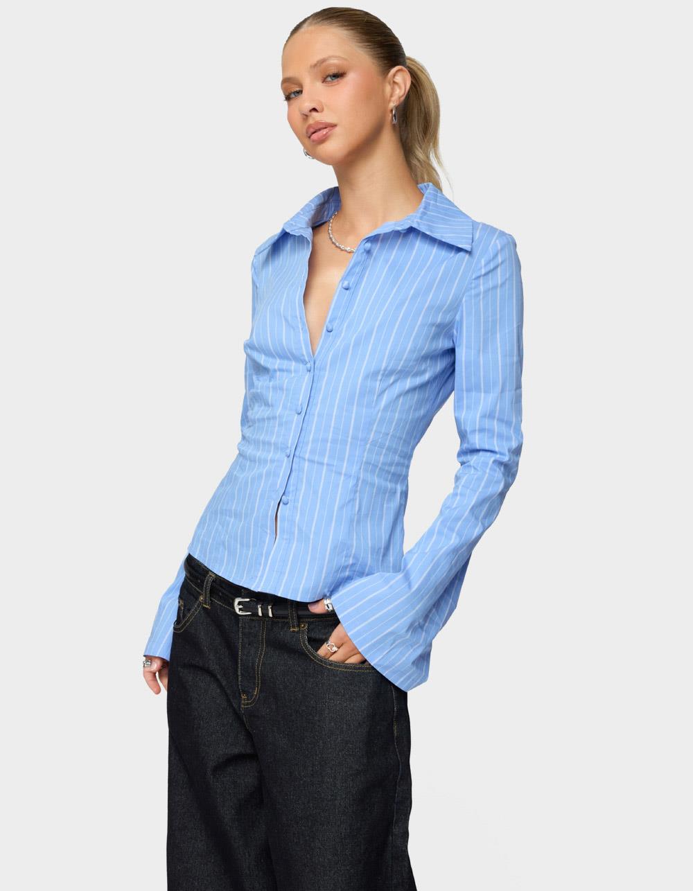 EDIKTED Pinstripe Tailored Button Up Shirt