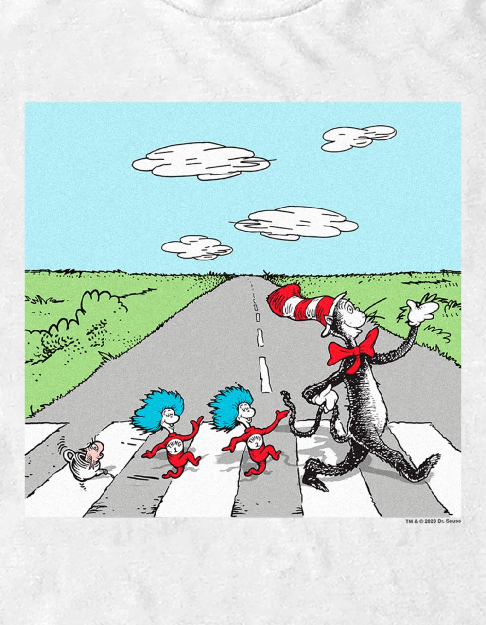 DR. SEUSS Sidewalk Crossing Unisex Tee - WHITE