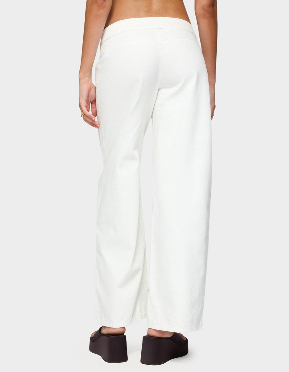 EDIKTED Buckle Low Rise Straight Leg Pants - WHITE