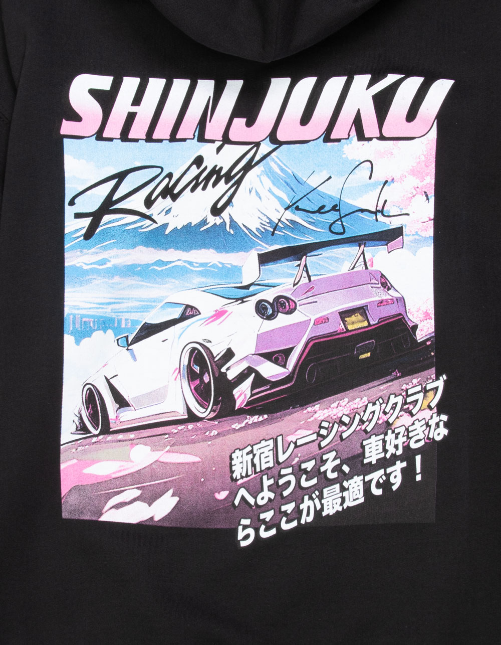 PLEASANT GETAWAY Shinjuku Racing Mens Hoodie - BLACK