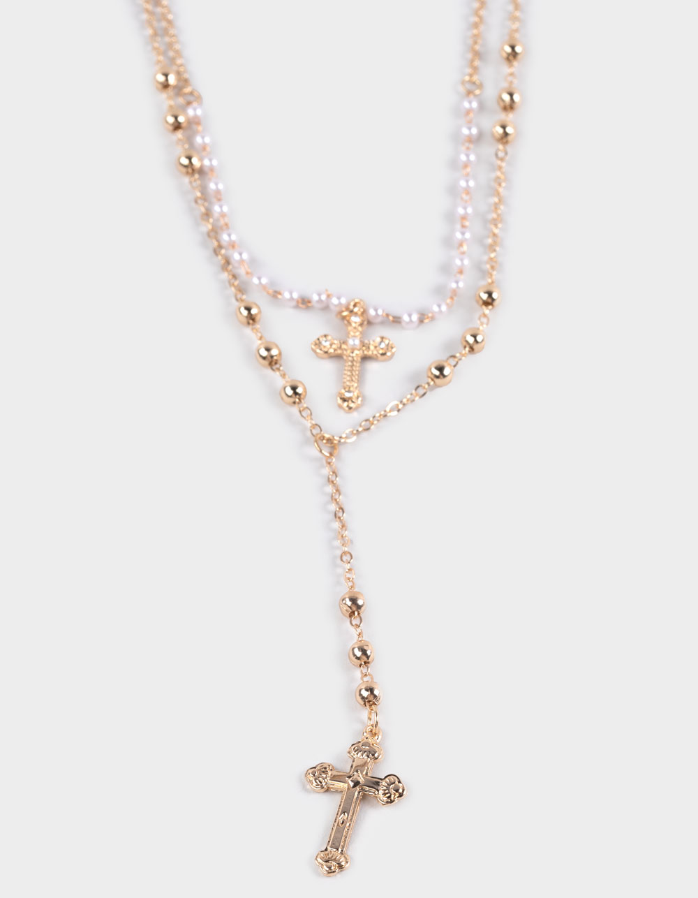 FULL TILT Cross Layered Y Necklace - GOLD