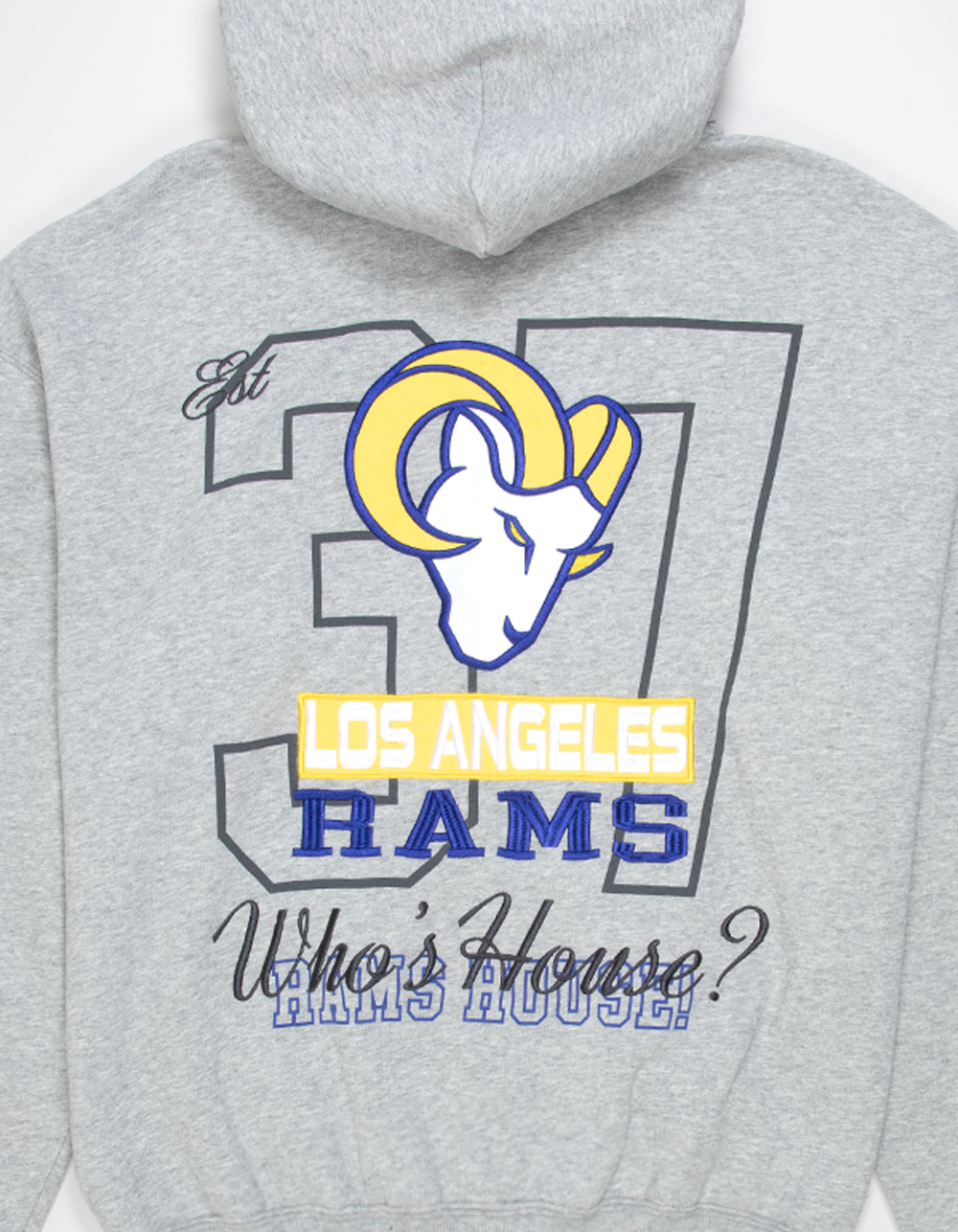 THE WILD COLLECTIVE Los Angeles Rams Mens Zip-Up Hoodie - HEATHER GRAY
